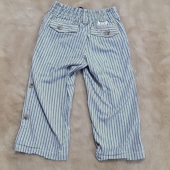 JANIE AND JACK BLUE STRIPED SEERSUCKER ROLL-UP PANTS, SIZE 2T - Picture 9 of 12